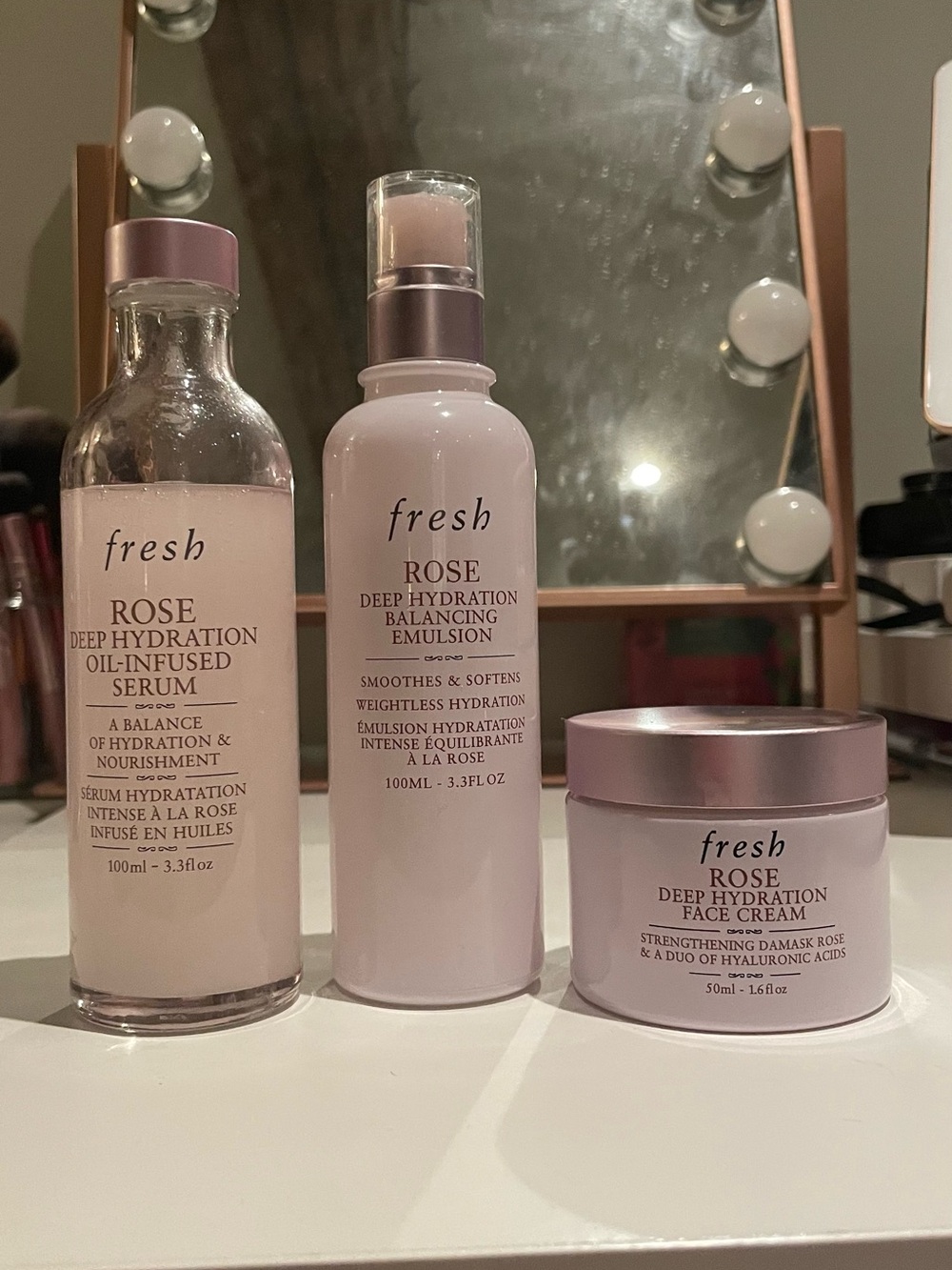 fresh Rose Deep Hydration Trio — Light Pink and Silver Accents